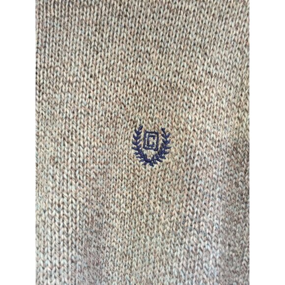 CHAPS Mens Mock Neck Pullover Sweater with Elbow Patches Medium Gray Ribbed Trim - Picture 2 of 9